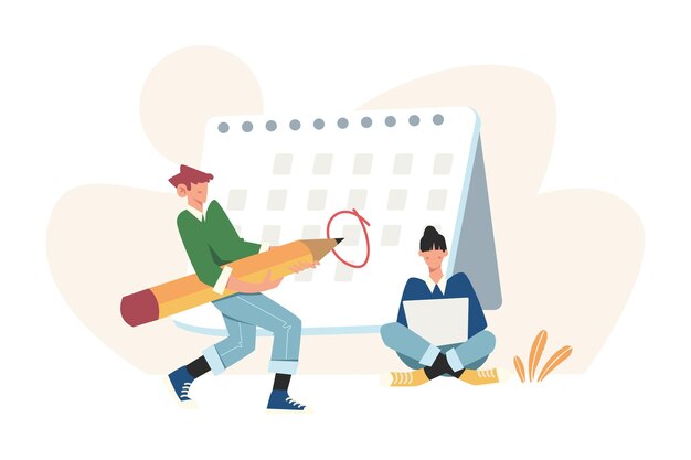 Fill in the calendar table mark important dates and tasks