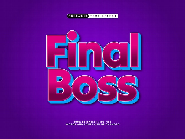 final boss editable text effect in kids and game text style