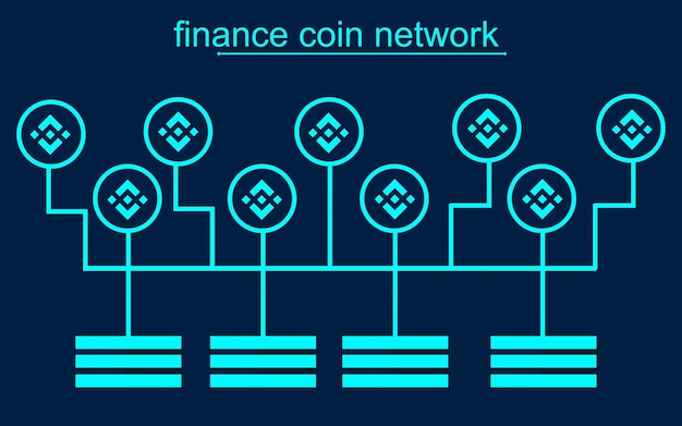 Finance coin blockchain network connected to servers Crypto Mining concept vector illustration