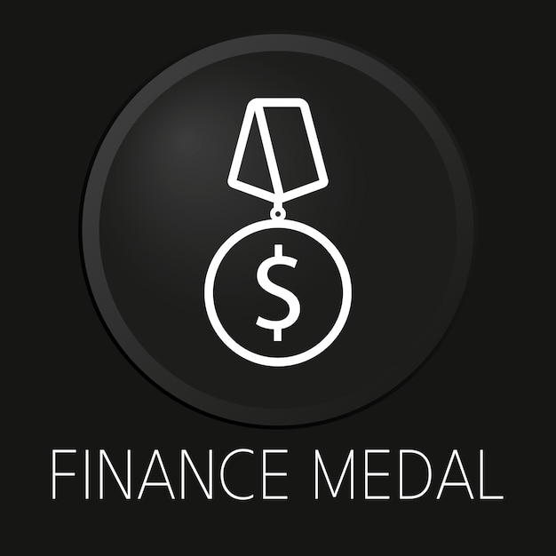 finance medal minimal vector line icon on 3d button isolated on black background premium vector