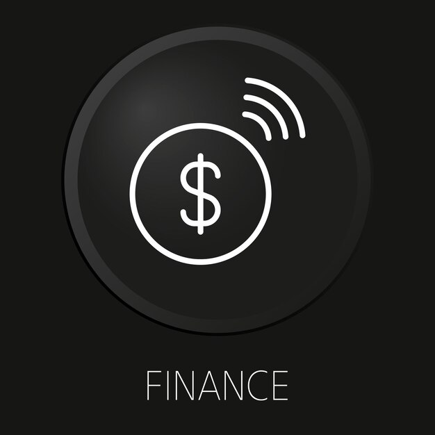 finance  minimal vector line icon on 3d button isolated on black background premium vector