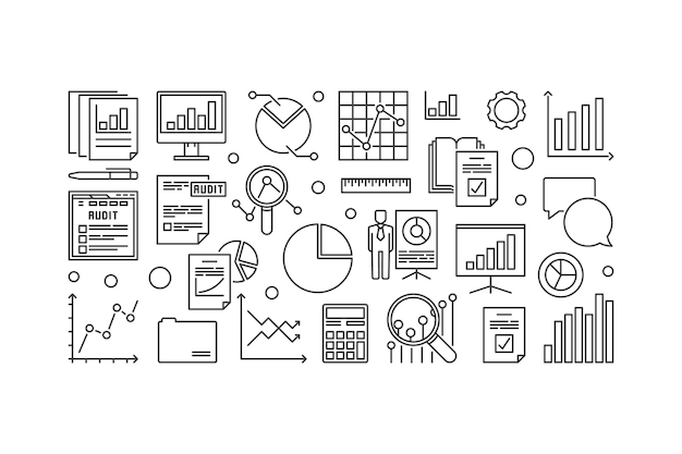 financial audit vector minimal outline illustration