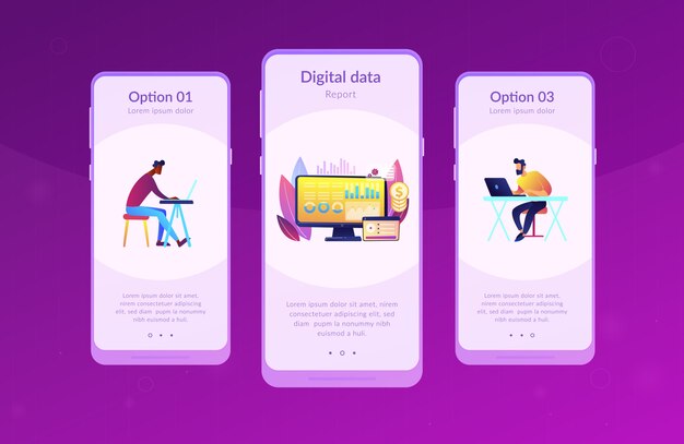 Financial data management app interface template.