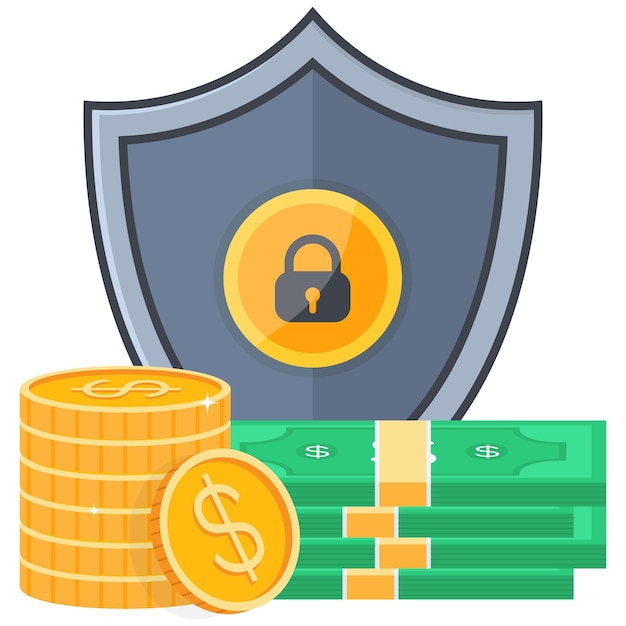 financial security concept with shield and money