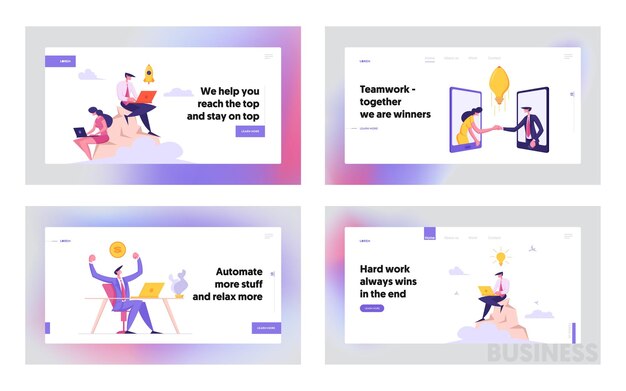Finansiel Forretningssucces Koncept Landing Page Sæt