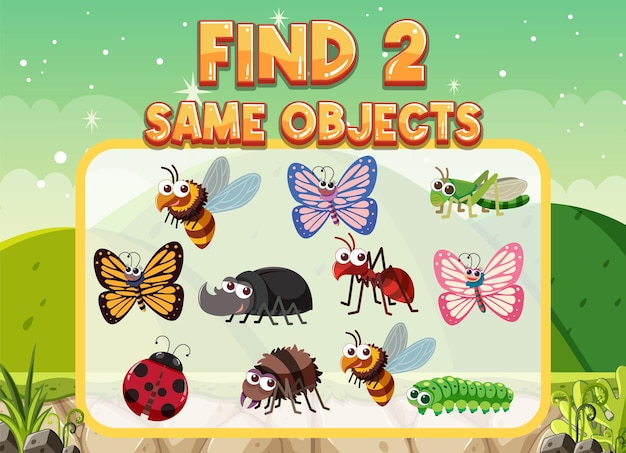 find 2 same object worksheet for children
