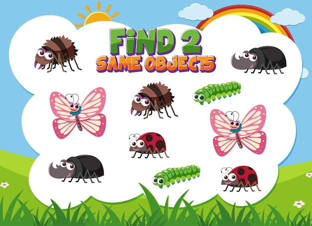 find object game template of insect