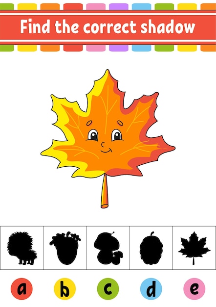 Find the correct shadow Education developing worksheet Activity page Autumn theme