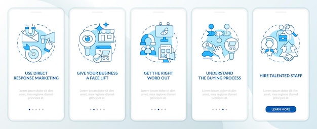 Finding potential clients blue onboarding mobile app screen