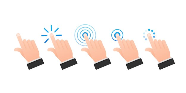 finger click icon vector hand click icon push touch screen vector stock illustration