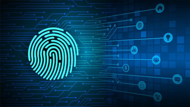 Finger print network cyber security background.