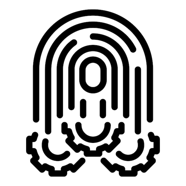 Fingerprint gear system icon outline vector Key safety Digital personal