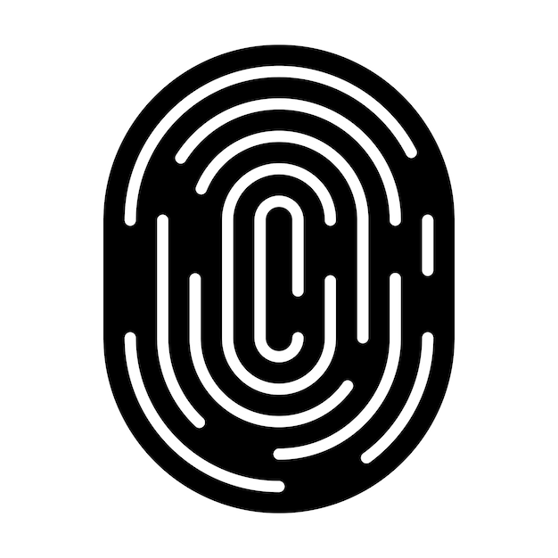 Fingerprint Glyph Solid Black Illustration