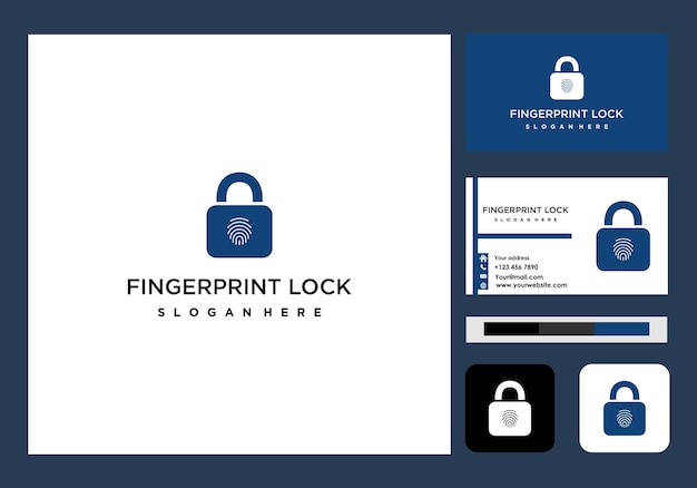 Fingerprint lock logo and business card icon