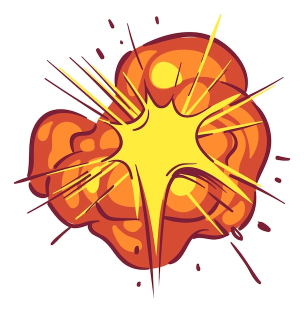 Fire blast comic effect Orange explosion burst isolated on white background