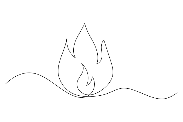 fire icon continuous one line drawing minimalist style isolate simple outline vector illustration