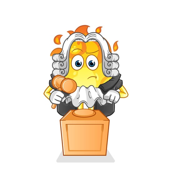 Fire judge holds gavel. character vector