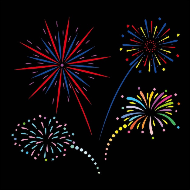fireworks vector illustration. celebration party element. new year decoration.