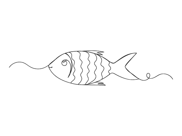 Fish continuous one line art isolated vector illustration