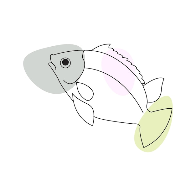 Fish line art vector drawing