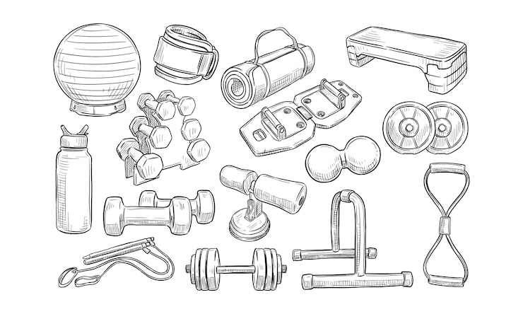 Vektör fitness center handdrawn collection