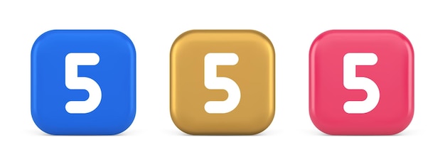 Five character calculator keyboard button financial counting 3d realistic icons