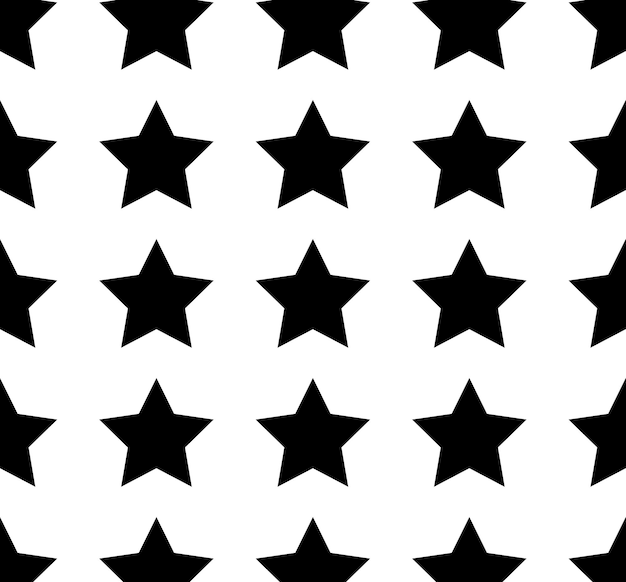 Five pointed black stars seamless pattern on white background