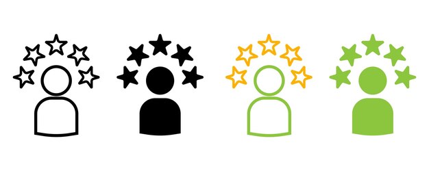 five star satisfaction rating set of customer experience flat vector icons for apps and websites