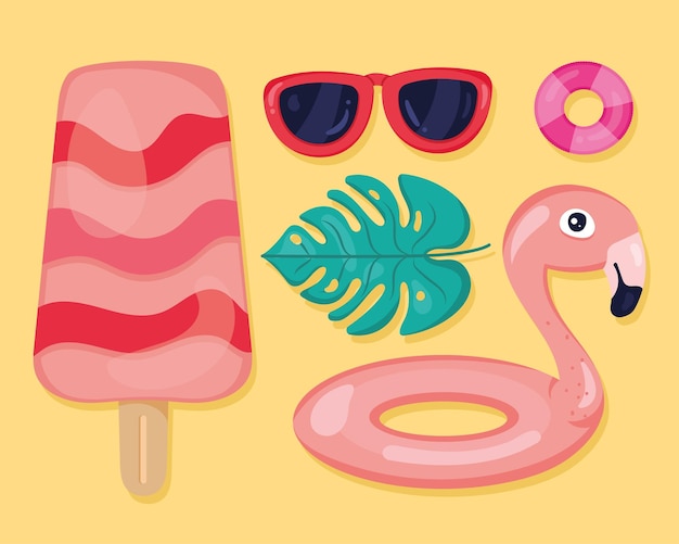 Five summer vacations icons