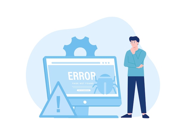 fix 404 error computer screen page with error trending concept flat illustration