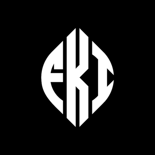 FKI circle letter logo design with circle and ellipse shape FKI ellipse letters with typographic