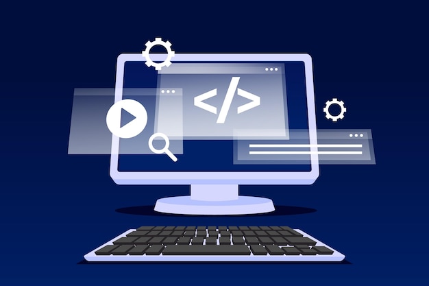 Flad design illustration af content management system