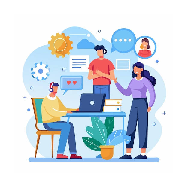 Flad designillustration af kundesupport