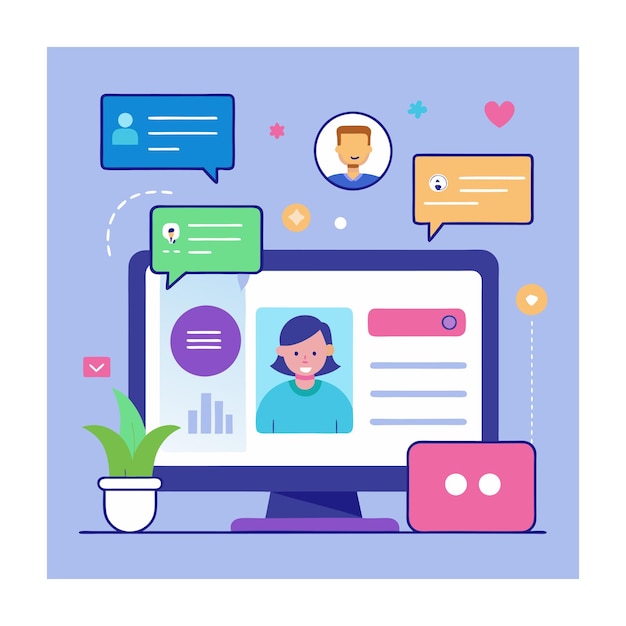 Flad designillustration af kundesupport