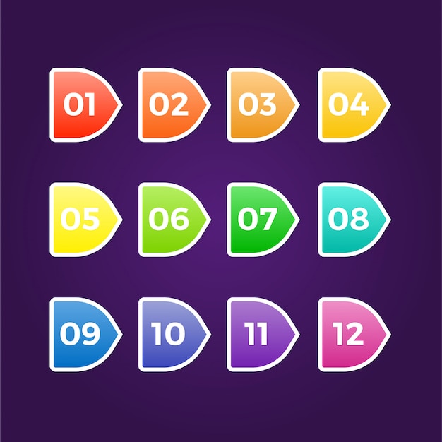 Flad Gradient Pil Bullet Point Samling