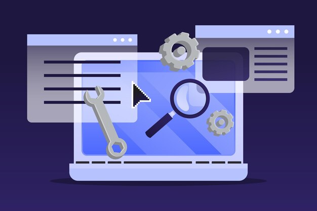 Flad illustration af content management system