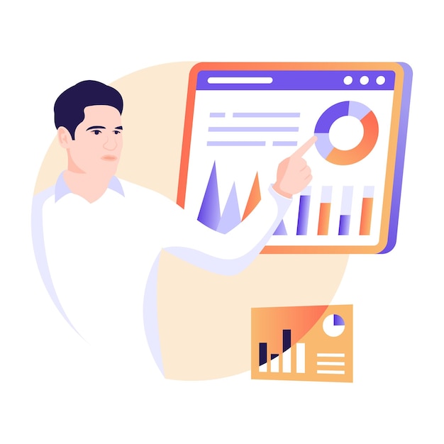 Flad illustration af online analyse er klar til Premium brug