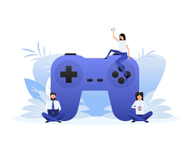 Flad joystick folk til computerspil design Flad vektor illustration