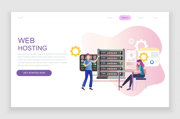 Flad landingssideskabelon af Web Hosting