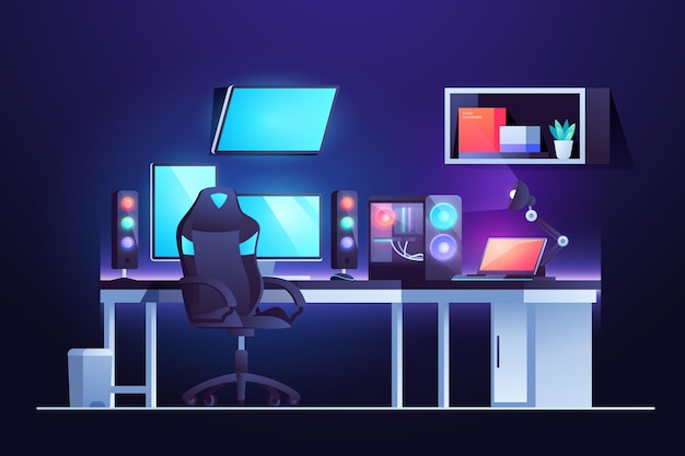Fladt design gamer værelse