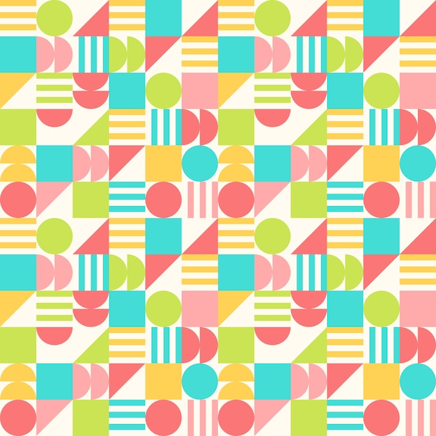 Fladt, farverigt, geometrisk mønsterdesign
