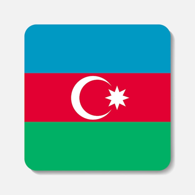 Flag of Azerbaijan flat icon Square vector element with shadow underneath