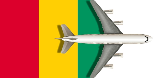 Flag of Guinea with a plane flying over it Vector image