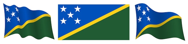 flag of solomon islands in static position and in motion fluttering in wind in exact colors and siz