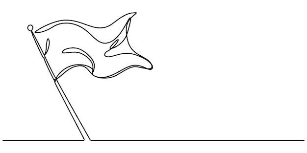 Flag one line icon and one line drawing background Modern illustration Black flag icon Continuous
