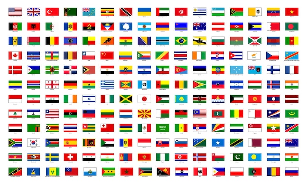 Flags of all countries set National symbols collection
