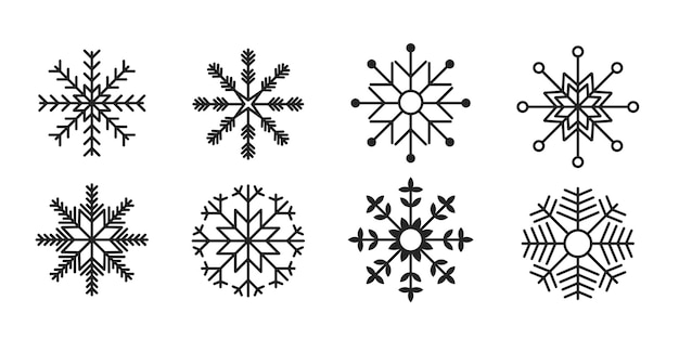 Flake crystal silhouette collection. Happy new year, christmas.