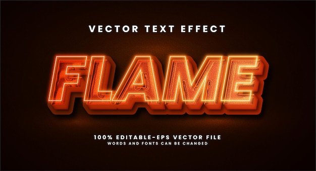 Flame 3D text effect. Editable text style effect with red light theme.