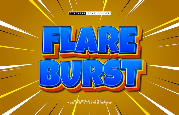 flare burst editable text effect with a game and play text style