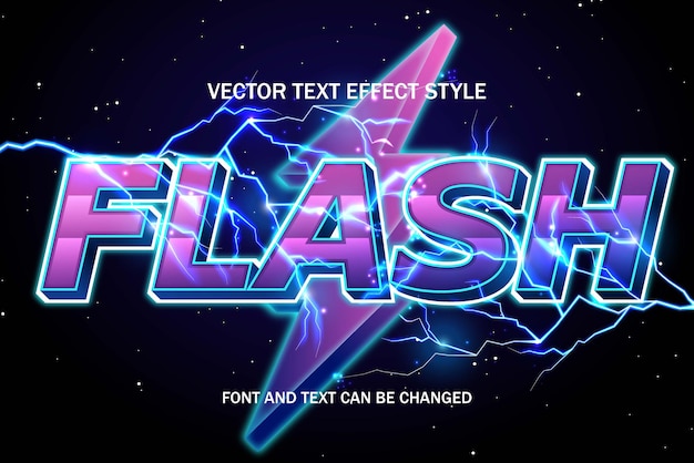 flash blue lightning thunder bolt typography editable text effect gaming style template design